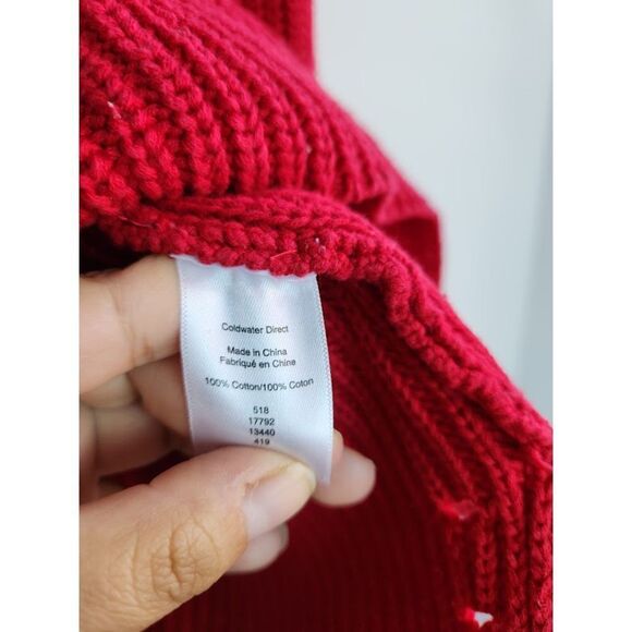 Coldwater Creek Women Red Cotton Chunky Cable Knit V-Neck Sweater size 2X - Picture 9 of 9
